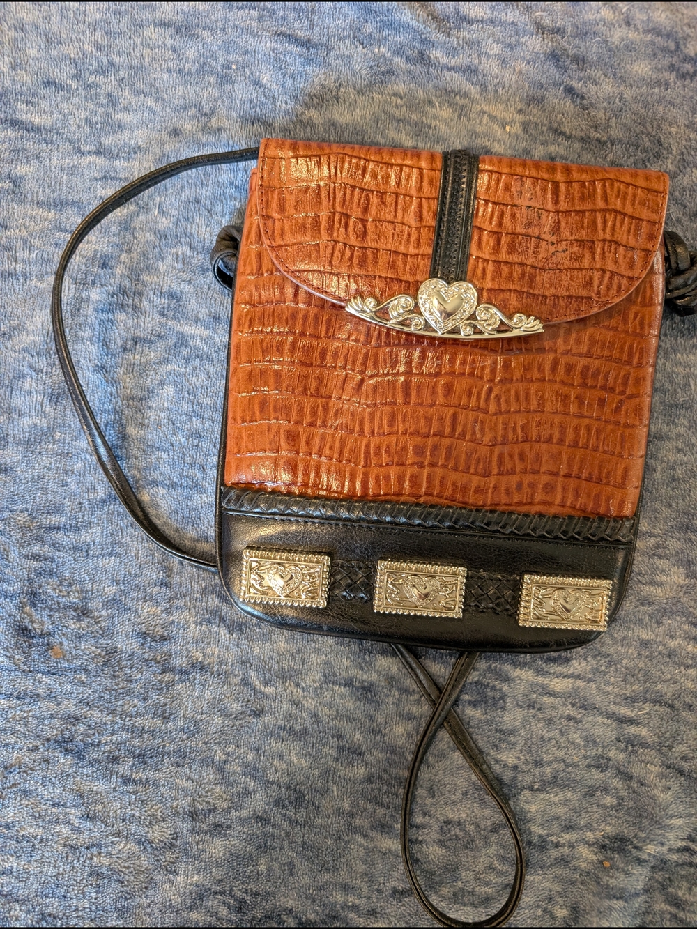Free When Bundled With Other Item(s)- Brown Croc-Texture Crossbody Bag